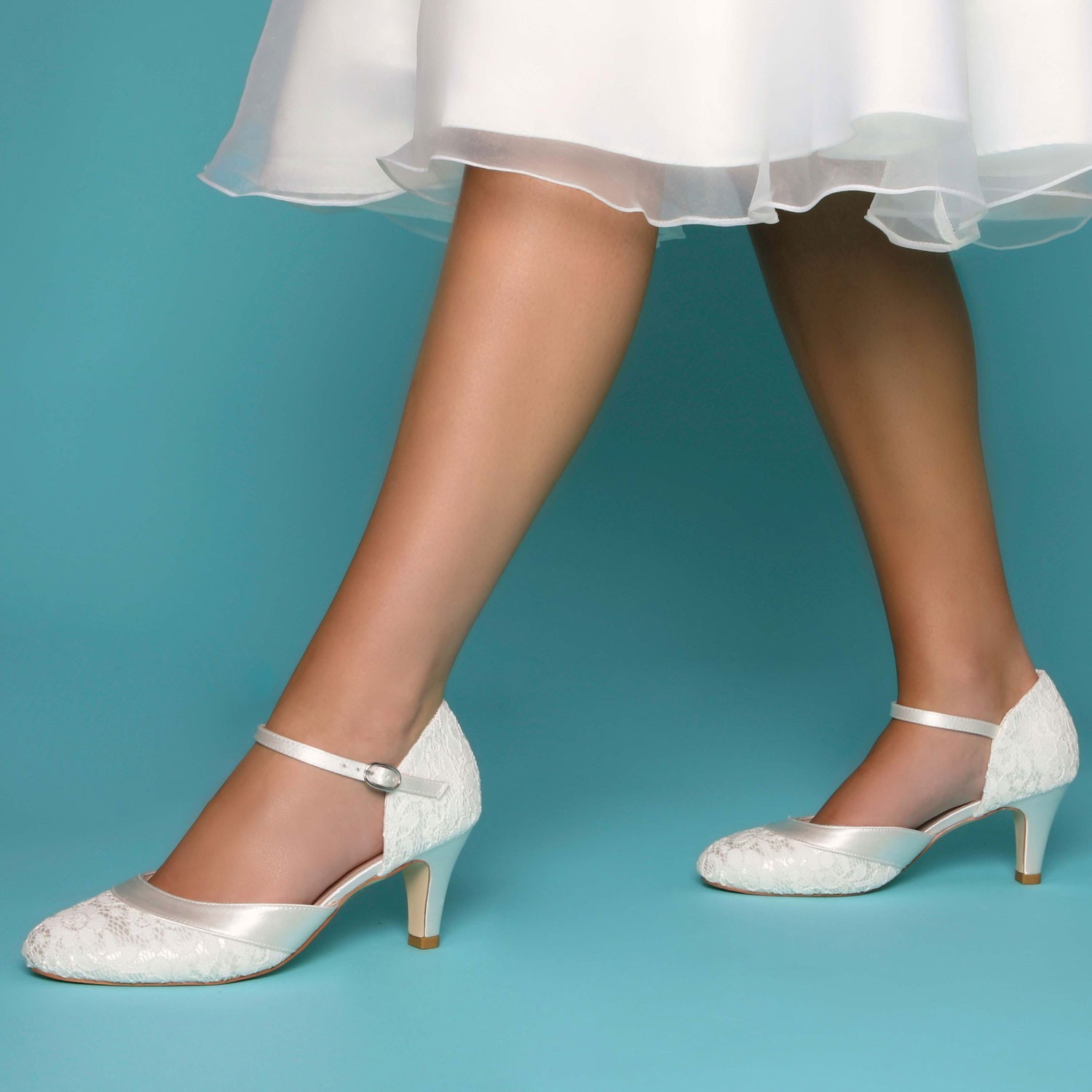 Elsa dentelle Pieds larges Perfect - chaussures mariage dentelle à bride
