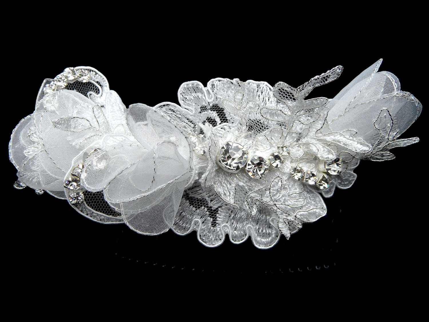 Peigne à Cheveux Bridal YAZILIND - Dentelle Rouge Avec Fleurs Et Strass - Accessoire Mariage Pour Femmes