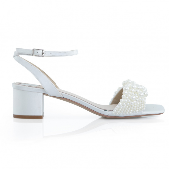 Chaussures De Mariée La Señorita - Escarpins Blancs à Perles Et Paillettes Pour Communion Et Cérémonie