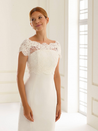 Bolero mariage dentelle ivoire manches courtes Fleurine